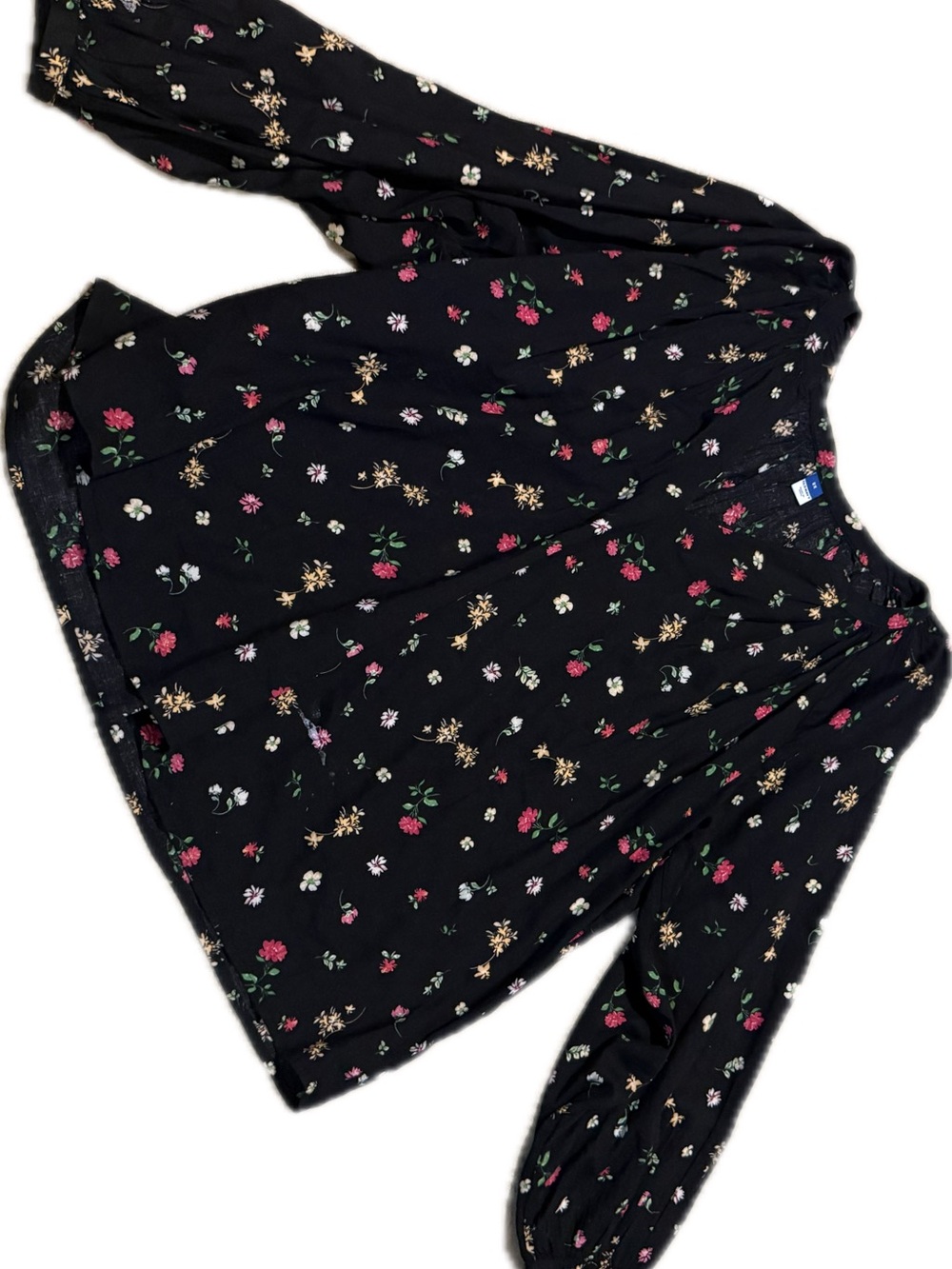Old Navy Black Floral Girls' Pull-On Bottoms with Pink & White Flowers